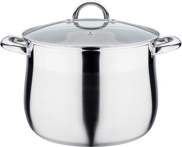 Каструля 13 л з нержавіючої сталі зі скляною кришкою 28 см GSW