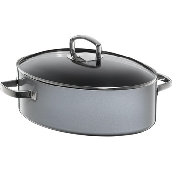 Жаровня овальна 36 см зі скляною кришкою, сіра Fusiontec Mineral WMF