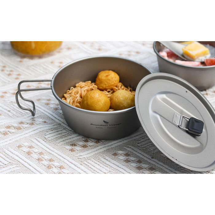 Титановая миска с крышкой для кемпинга 350 мл iBasingo