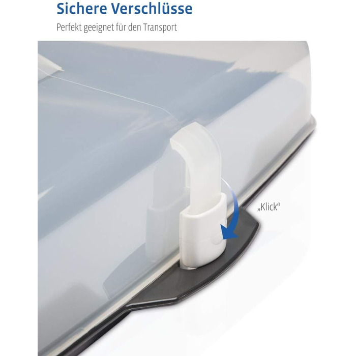 Кругла транспортувальна коробка для торта Xavax з кришкою, контейнер для торта діаметром 31,5 см, внутрішня висота 8 см, коробка для торта з пристроєм поділу шматків, антрацитова форма для торта, прозора (коробка для транспортування листкового торта)