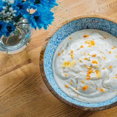 Піднос/тарілка Манго, дерево манго, внутрішнє покриття епоксидною смолою, Ø 35,5 см Ø 35,5 см, висота 2,5 см (біло-блакитний, Ø 30 см, висота 10,5 см), 1058