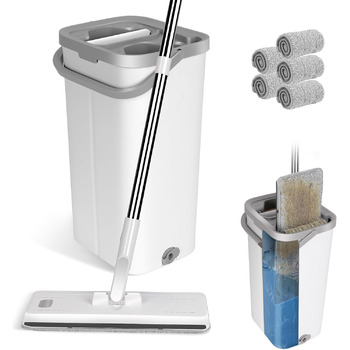 Швабра та відро з 5 миючимися мікрофібровими накладками 140 см Masthome