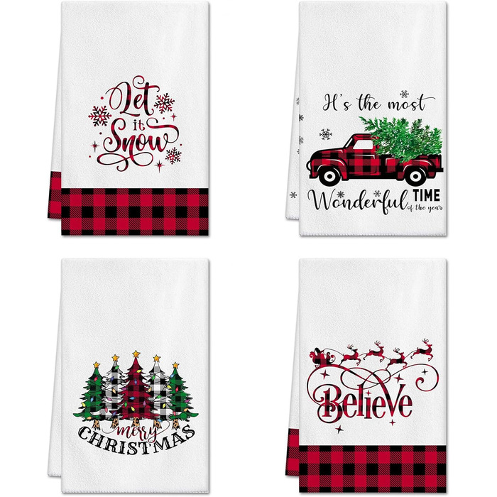 Набір з 4 різдвяних кухонних рушників 45 x 65 см, набір O Ohok