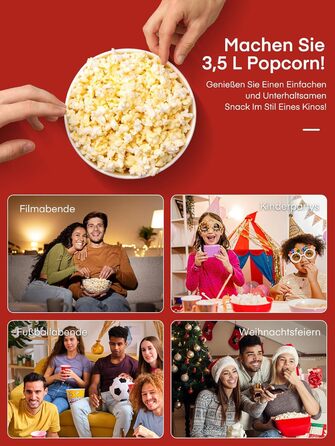 Машина для попкорну 3,5 л у вигляді візка, 1200 Вт, червона HOUSNAT