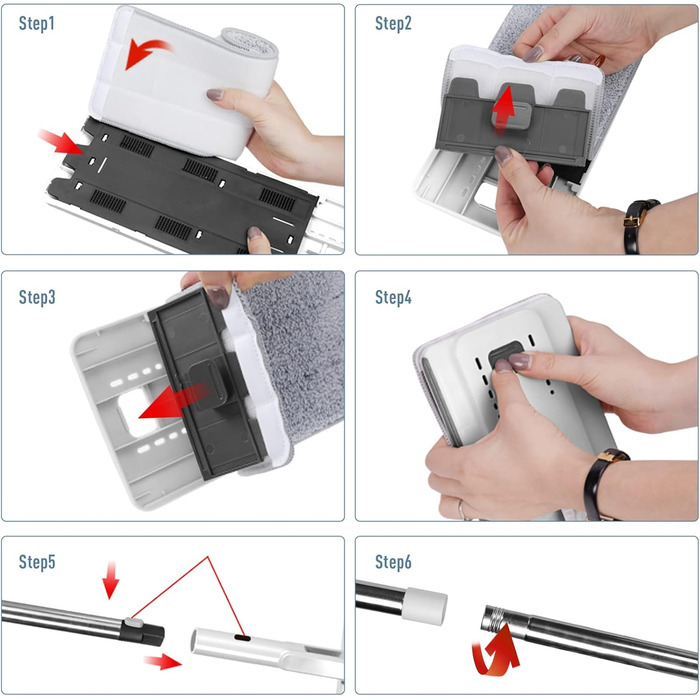 Швабра та відро з 5 миючимися мікрофібровими накладками 140 см Masthome