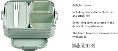 Ланч-бокс с Bento Box - На 4 бутерброда или 8 ломтиков хлеба - Ланч-бокс для небольших закусок и остатков еды - Ланч-бокс для взрослых - Коробка с отделениями - (Ярко-лиловый, Bento Lunchbox midi TAB)