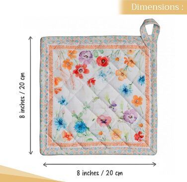 Рукавички для духовки Maison d&39 Hermine, підставки для каструль, 100 бавовна, термостійкі кухонні рукавички, рукавички для духовки (19 см x 33 см) та підставки для каструль (20 см x 20 см) для приготування їжі, Morzine - рукавички для духовки (19 x 33 с