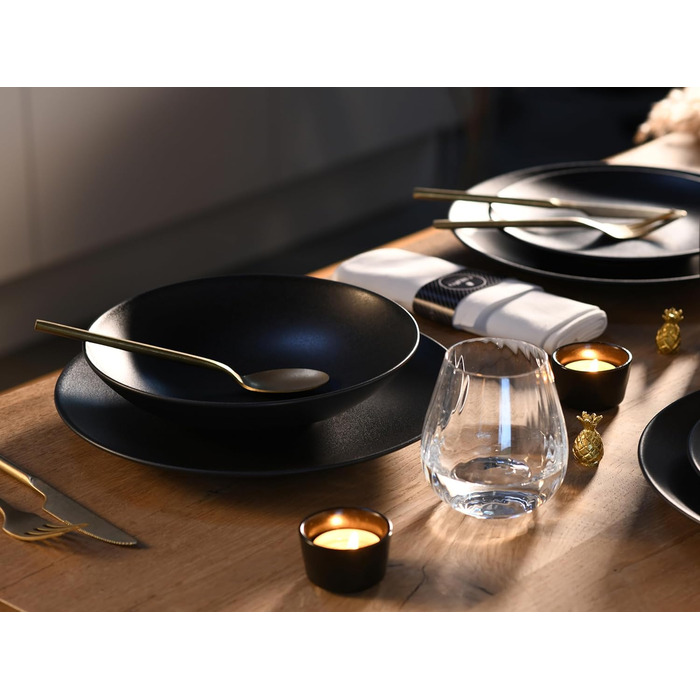 Набор тарелок на 4 персоны, 12 предметов, черный Soft Touch Black Creatable
