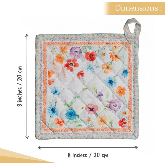 Рукавички для духовки Maison d&39 Hermine, підставки для каструль, 100 бавовна, термостійкі кухонні рукавички, рукавички для духовки (19 см x 33 см) та підставки для каструль (20 см x 20 см) для приготування їжі, Morzine - рукавички для духовки (19 x 33 с