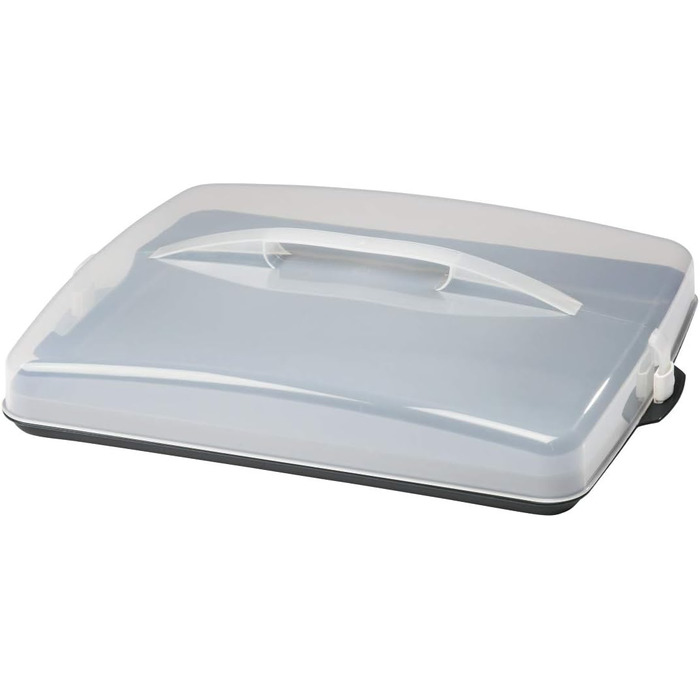 Кругла транспортувальна коробка для торта Xavax з кришкою, контейнер для торта діаметром 31,5 см, внутрішня висота 8 см, коробка для торта з пристроєм поділу шматків, антрацитова форма для торта, прозора (коробка для транспортування листкового торта)