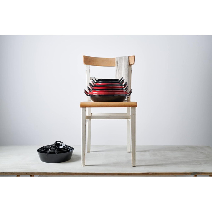 Сковорода для гурманів 24, CLASSIC - ЧОРНА ЕМАЛЬ, діаметр 24 см, висота 5,5 см, емаль, чорна, сковорода для подачі, сковорода для гурманів, індукційна 24 см Чорна, 0601-022