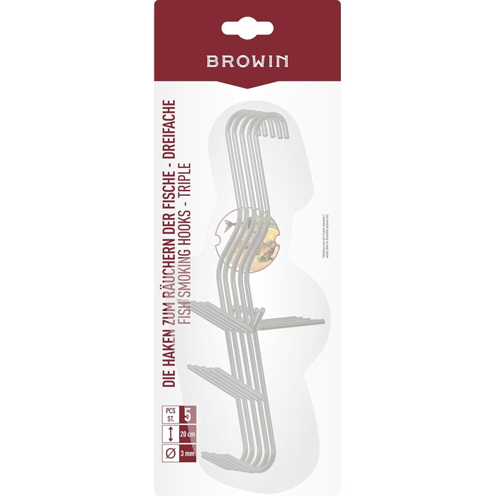 Набір гачків для коптильні з нержавіючої сталі 5 шт 20 см Browin