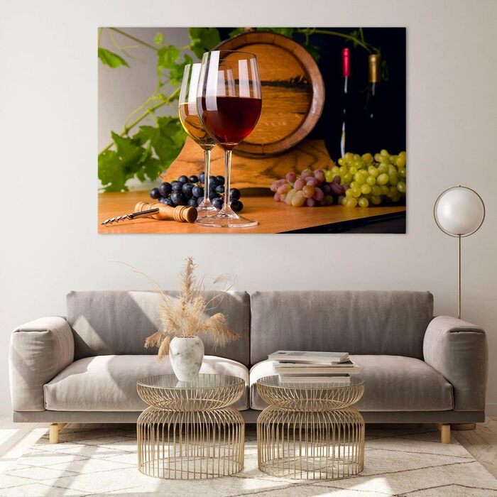 Настінні картини декор вітальні бочка з алкоголем пляшка напій картини на склі 120x80 см скляна картина спальня декор кухні настінне мистецтво друк мистецтва великий XXL настінна декорація картина зі скла сучасний GAA120x80-2238 120L x 80B см