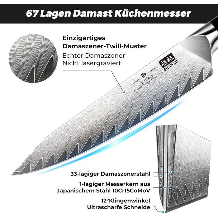 Ніж універсальний 15 см, дамаська сталь GYO SHAN ZU