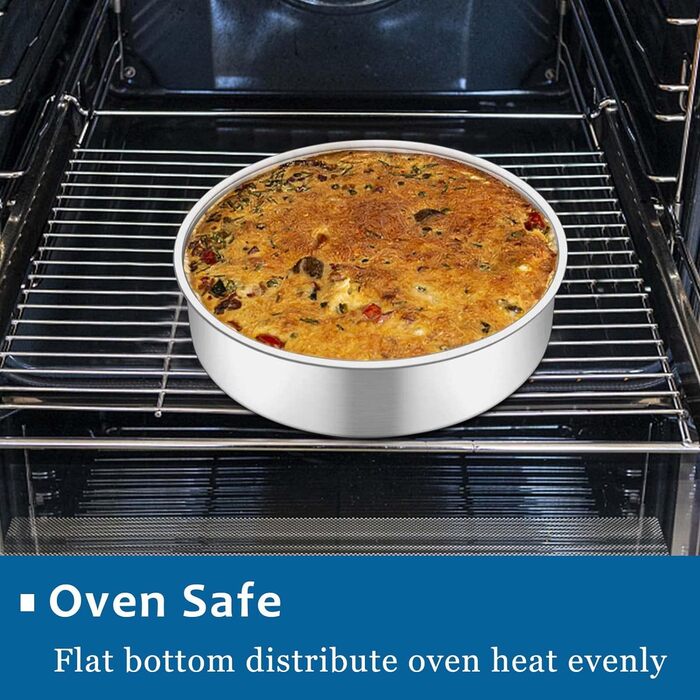 Большая форма для выпечки 20,3 см, нержавеющая сталь Herogo, круглая форма для выпечки, набор из 3 шт., слоеная форма для торта, формы для подноса на день рождения, глубина 5 см и бесшовный дизайн, прочный и пригодный для мытья в посудомоечной машине (10,