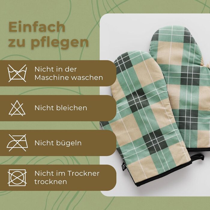 Рукавички для духовки 19 x 30 см, набір 2 предмети, зелений Tartan ESSEX