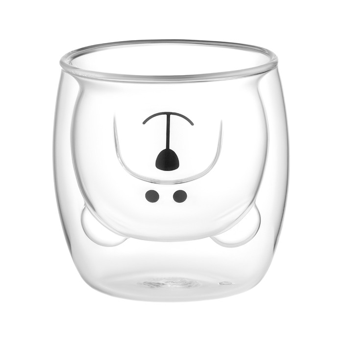 ARDESTO Набор чашек с двойными стенками Animals, 250мл, 2шт, боросиликатное стекло, прозрачный