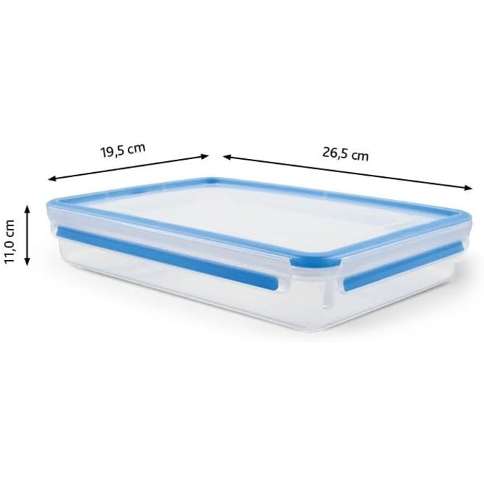 Набір контейнерів для зберігання продуктів EMSA Clip & Close, прямокутні, 5 x 0,8 л, коробки для зберігання, 100 герметичні, придатні для миття в посудомийній машині, морозильної камери та мікрохвильової печі, прозорі, сині, зроблені в Німеччині, N10307 (