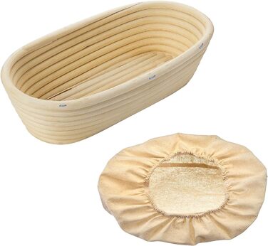 Кошик для вистоювання Westmark, для тіста для хліба вагою 1500-2000 г, овальний, довжина приблизно 40 см, ротангова тростина, світло-бежева, 32022270 (набір з 2 шт. , довжина 27,5 см)