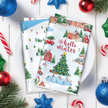 Набір з 2 різдвяних кухонних рушників 60 x 40 см Зима Arquiel