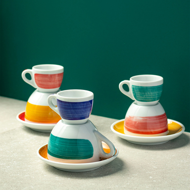 35118 Чашка cappuccino 180 мл Red stroke B 'Verona Millecolori Hand Painted Brush stroke B Red with