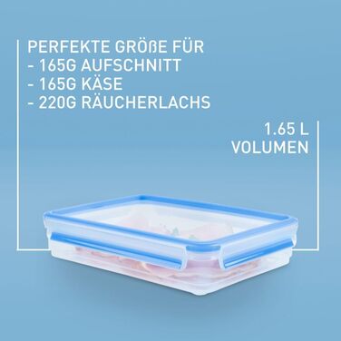 Набір контейнерів для зберігання продуктів EMSA Clip & Close, прямокутні, 5 x 0,8 л, коробки для зберігання, 100 герметичні, придатні для миття в посудомийній машині, морозильної камери та мікрохвильової печі, прозорі, сині, зроблені в Німеччині, N10307 (