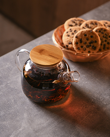 Заварник Ardesto Gemini 600мл, боросиликатное стекло, бамбук, прозрачный