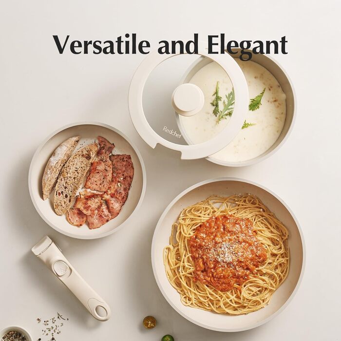 Набор посуды с крышкой и съемной ручкой, 5 предметов, бежевый Redchef