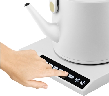 CATLER Електрочайник 0.6л, Strix, заварник, нерж. сталь, підтримка температури, сенс. керув., білий