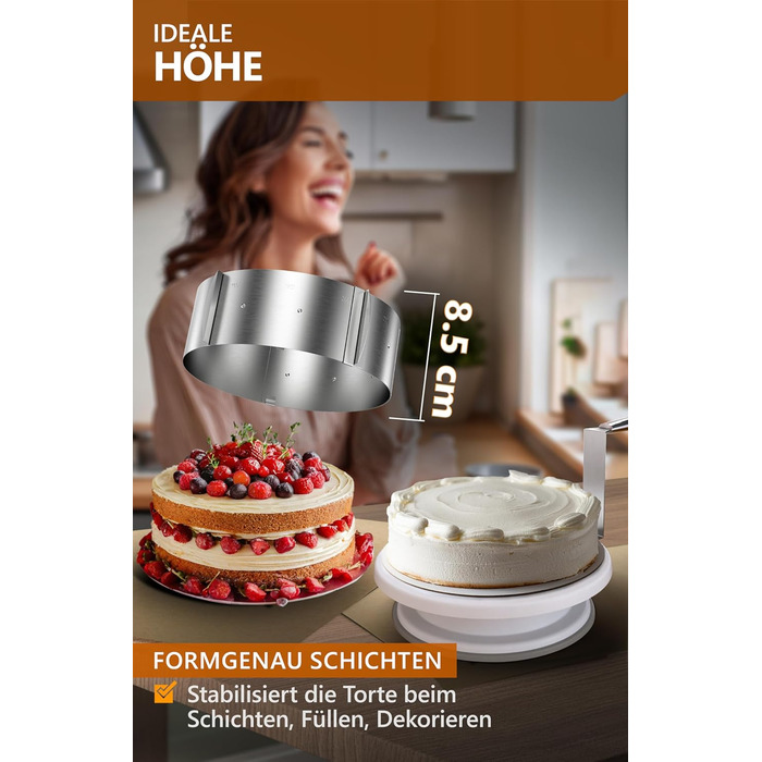 Кольцо для выпечки 8,5 см раздвижное 16-30 см 4smile