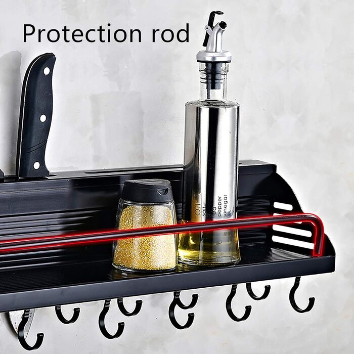 Настінний органайзер для кухонного приладдя 80 см чорний TouSuaRSi