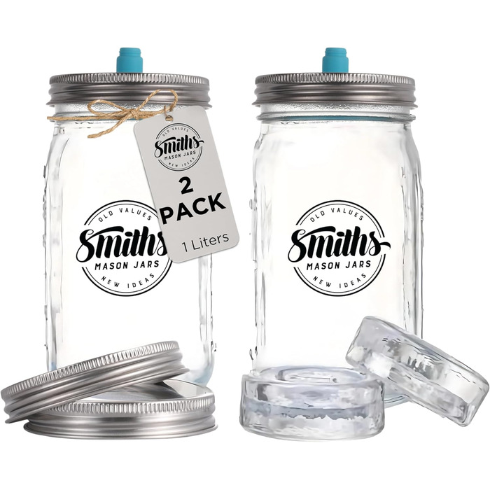 Стеклянные банки для консервации 2 шт 1 л Smiths Mason Jars