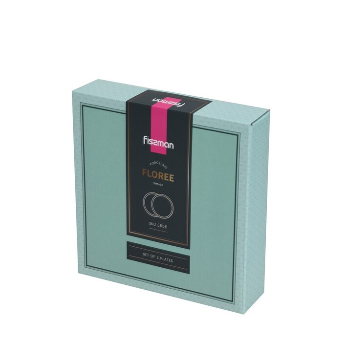 Набор из 2-х тарелок Fissman 20 см FLOREE фарфор (3656)