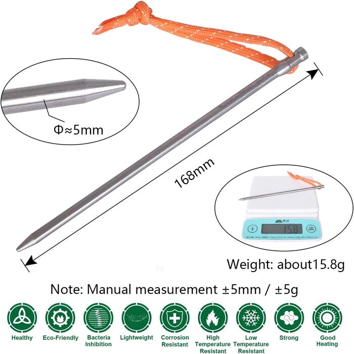 Титановые колышки для палатки 15,8 г. 8 шт. iBasingo