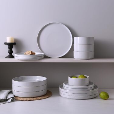 Набір посуду Richmount Nebula для 6 осіб, набір тарілок та мисок із 18 предметів, набір посуду з крапчастої кераміки, можна мити в мікрохвильовій печі та посудомийній машині, сервірування Nebula для 6 осіб (світло-сірий, сервірування Nebula для 4 осіб)