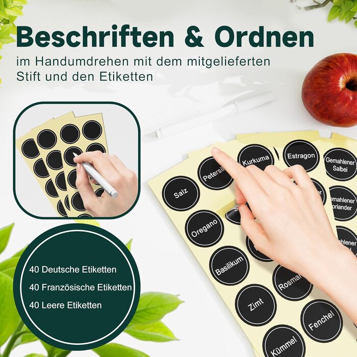 Набір з 28 баночок для спецій 120 мл зі стійкою 33,5 х 9,5 х 28 см чорний Enjoior