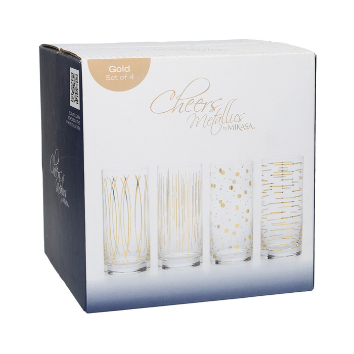 Набір склянок для коктейлю Mikasa CHEERS GOLD, скло, 450 мл, 4 шт.