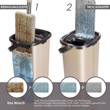 Набір швабр та відром з 6 накладками з мікрофібри коричневий Myiosus