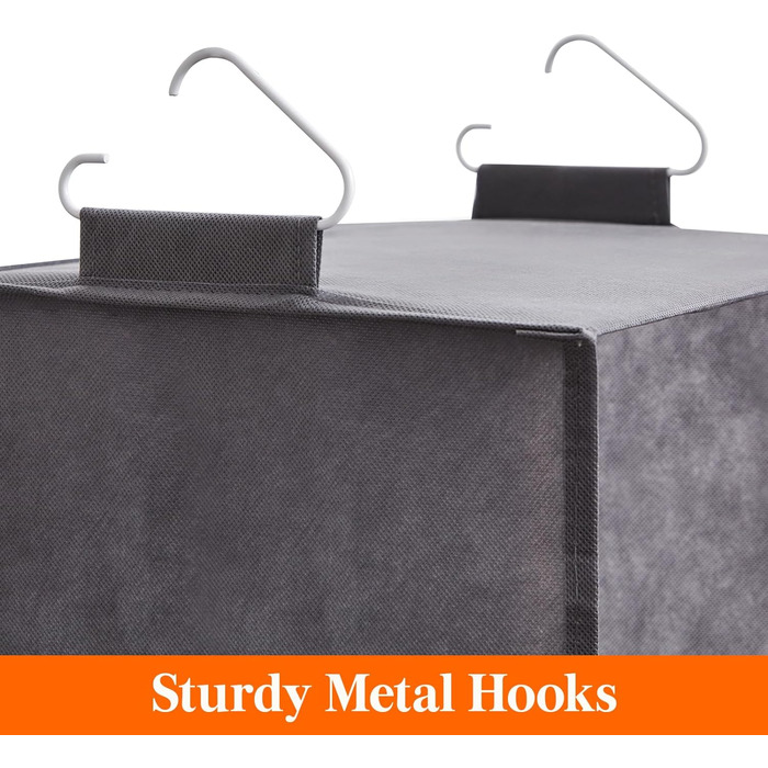 Подвесная полка Lifewit из 2 предметов, органайзер для шкафа, шкаф с подвесной системой, хранение для подвешивания ткани, органайзер для гардероба, складной и компактный с металлическими крючками, 5 отделений, серый серый 5 отделений x 2