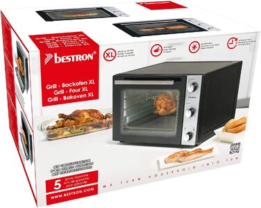 Міні-піч 2-в-1 з грилем, 1500 Вт, нержавіюча сталь, чорна (45 літрів, міні-піч), 31