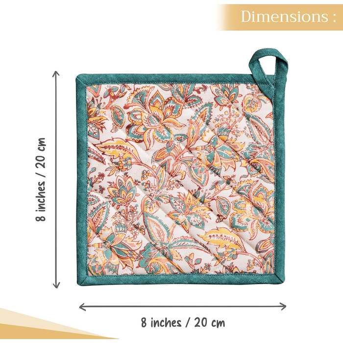 Рукавички для духовки Maison d&39 Hermine, підставки для каструль, 100 бавовна, термостійкі кухонні рукавички, рукавички для духовки (19 см x 33 см) та підставки для каструль (20 см x 20 см) для приготування їжі, Morzine - рукавички для духовки (19 x 33 с