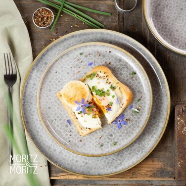 Супова тарілка Moritz & Moritz TERRA з 6 предметів сіра по 700 мл кожна - Ø 19 x 4,5 см - в тонкому сірому кольорі з високоякісної порцеляни - глибокі тарілки для супів, салатів, мюслі, пасти та багато іншого. (6 маленьких тарілок)