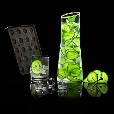 Силіконова льодогенератор Lurch ICE FORMER преміум-класу з кришкою для 20 кубиків льоду 3 см, чорний колір, кубики 3 см (кульки 3 см, набір з 2 шт. )