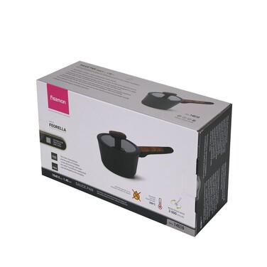 Ковш Fissman FEORELLA 16x8,5 см 1,45 л со стеклянной крышкой алюминий с антипригарным покрытием (14510)