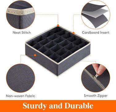 Набор из 3 органайзеров для носков и нижнего белья, серый Lifewit