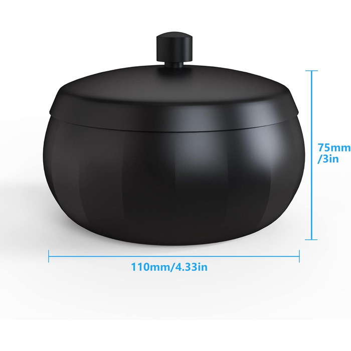 Попільничка з кришкою 11 см чорна JSVER