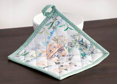 Рукавички для духовки, прихватки для каструль Maison d&39 Hermine, 100 бавовна, термостійкі кухонні рукавички, рукавички для духовки (19 x 33 см) та прихватки для каструль (20 x 20 см) для приготування їжі, Морзін - Рукавички для духовки (19 x 33 см) та п