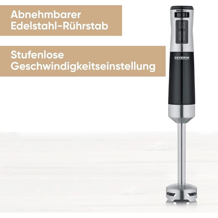 Аккумуляторный погружной блендер с комплектом премиум-класса, семный блендер, с ручным блендером, мультиизмельчителем, кувшином-блендером, толкушкой и венчиком для картофеля, черная/матовая нержавеющая сталь, SM 3775 (600 Вт, включая набор принадлежностей