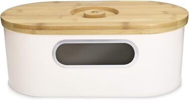 Хлебница с деревянной крышкой, кремовая Navaris