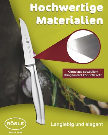 Високоякісний кухонний ніж 20 см для м&39яса, риби, птиці та овочів, нержавіюча сталь 18/10, ергономічна срібна ручка, гострий ніж для кухні (овочевий ніж)